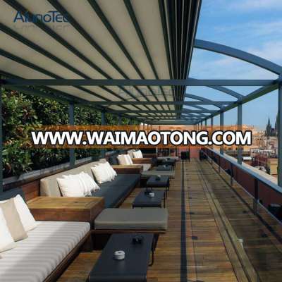 Motorized Folding Roof Shades Pergola With LED Lighting