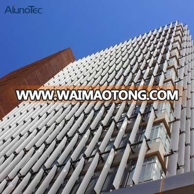 Aerofoil Solar Shading System, Aluminium Sun Louver Facade Cladding