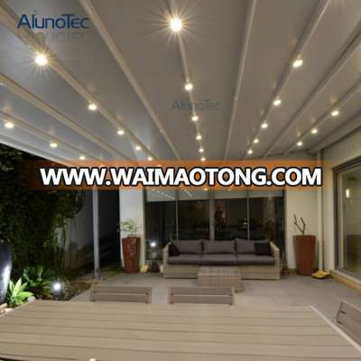 Motorized Sunshade PVC Retractable Pergola Canopy with LED Light